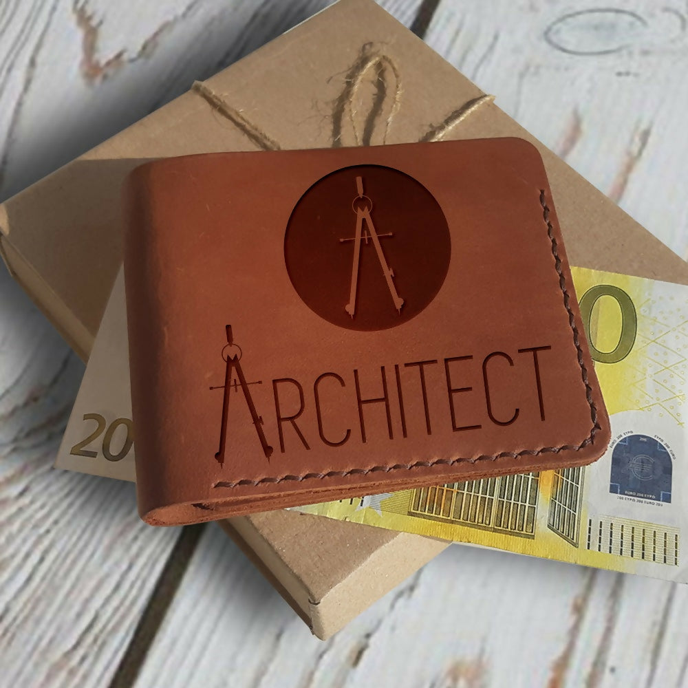 Architect Gifts Personalized Wallet Engraved Custom Leather Wallet Architect Graduation Gift for Architect Funny Architect Gift for Him- on Lucasgift