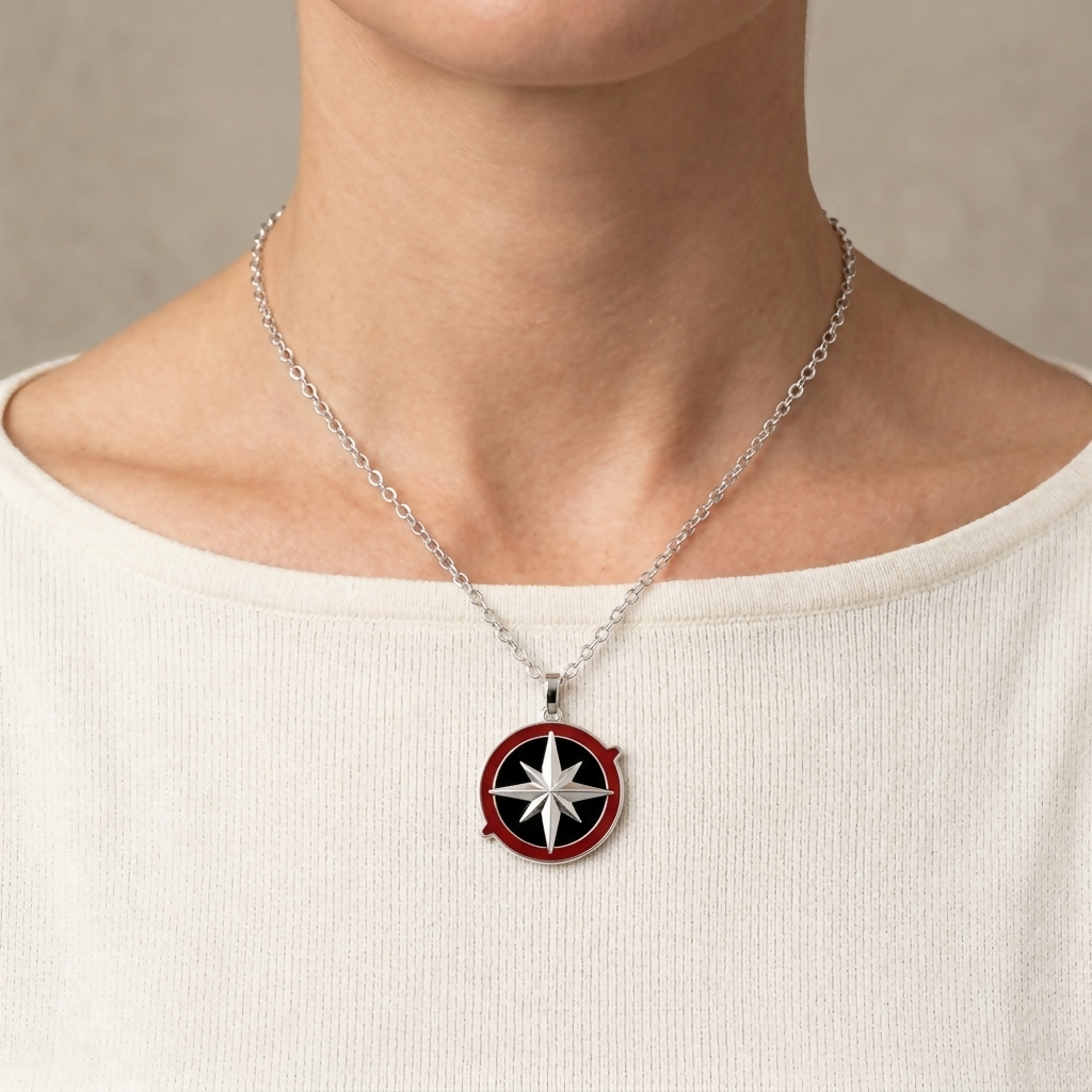Compass necklace, engraved compass compass pendant personalized compass necklace, compass gift for her- on Lucasgift
