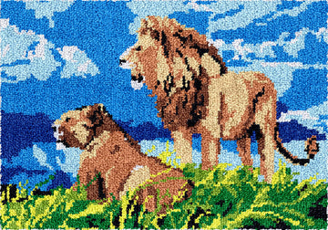Rug Making Latch Hooking Kit | Lions-60x40cm-Blank Canvas on Lucasgift