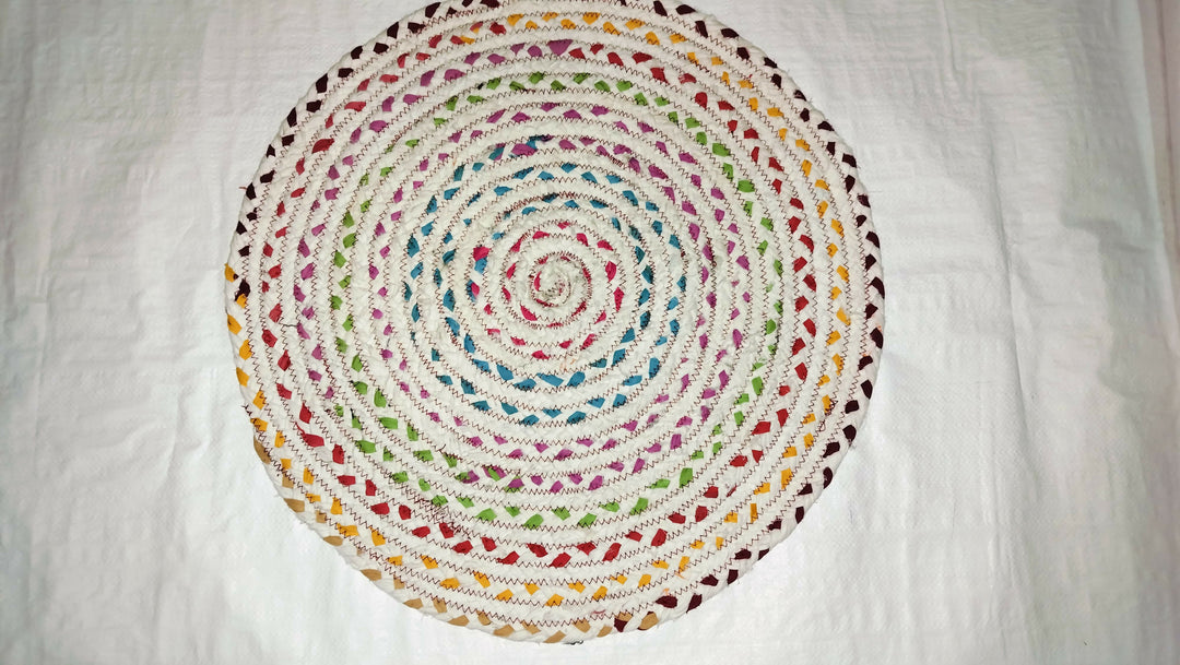 Sonia Artisan Collections| Multicolored Braided Jute and Cotton Round Rug/Mat | Handmade, Boho Style | Perfect for Living Room, Kids Room, or Meditation- on Lucasgift