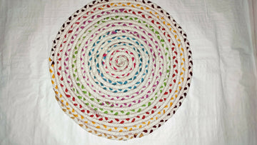 Sonia Artisan Collections| Multicolored Braided Jute and Cotton Round Rug/Mat | Handmade, Boho Style | Perfect for Living Room, Kids Room, or Meditation- on Lucasgift