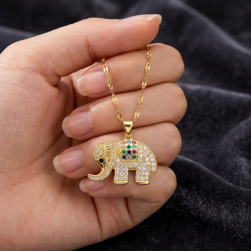 Elephant Necklace, Gold elephant necklace pendant, Lucky Elephant Jewelry, elephant gifts, Gift for her- on Lucasgift