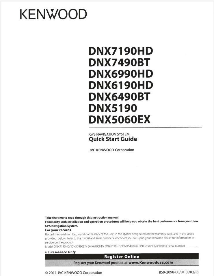 KENWOOD DNX7190HD DNX6990HD Instruction Manual- on Lucasgift