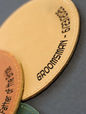 Pack of 8 LEATHER WEDDING COASTERS for Guests, Bridesmaid and Groomsman- on Lucasgift