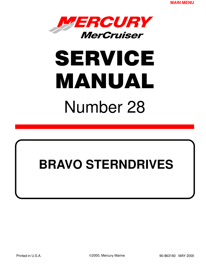 Mercury Mercruiser #28 Bravo Sterndrive All Drives Service Manual- on Lucasgift