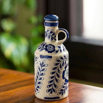 Indian Handcrafted Blue & White Mughal Ceramic Oil Dispenser- on Lucasgift