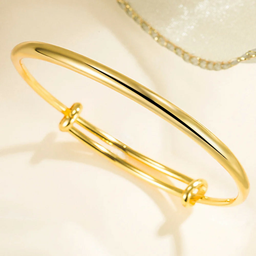 Gold Colour Smooth Surface Bangles Bracelet For Women Luxury Jewelry- on Lucasgift