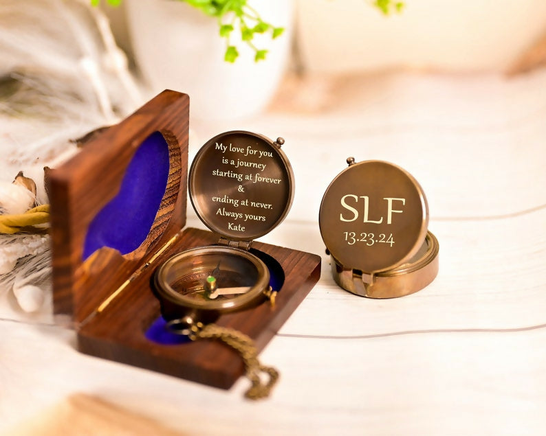 Personalized gift, gift for her, gift for him, personalized gift, aunt gift, Anniversary gift, Compass, Antique Brass Bronze Compass Gift-Lucasgift