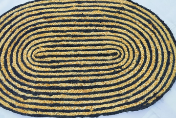 Sonia Artisan Collections | Handmade Oval Jute Rug | Black & Natural Striped Design | Bulk Export Only- on Lucasgift