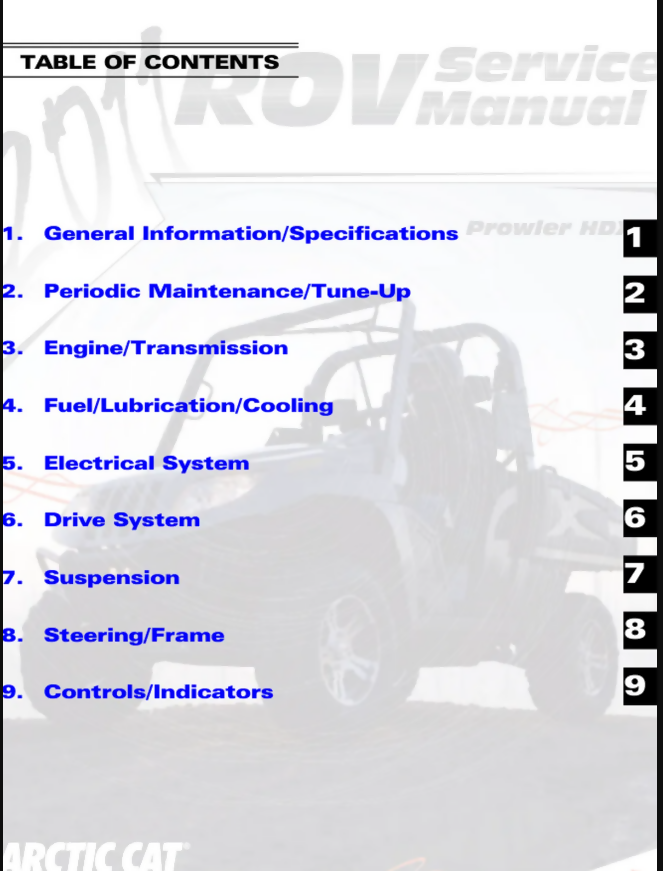 Arctic Cat Prowler Service Manual 2011- on Lucasgift