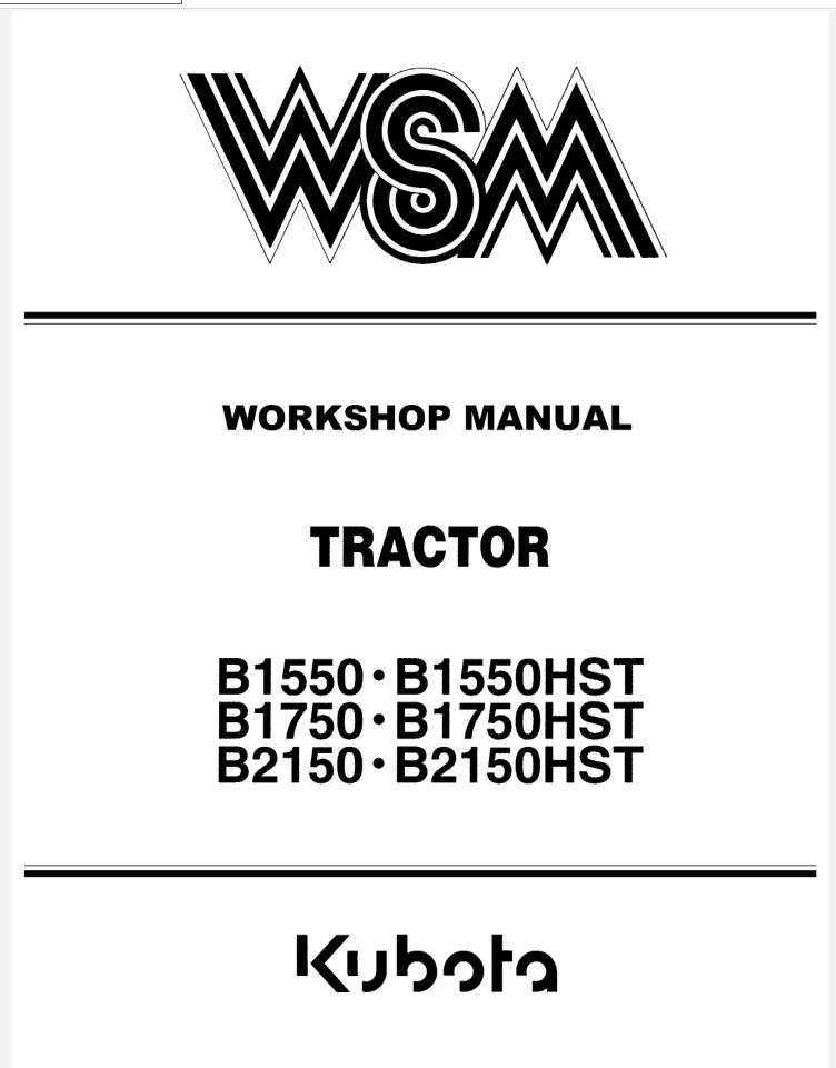 KUBOTA B1550 B1750 B2150 B1550HST B1750HST REPAIR WORKSHOP MANUAL- on Lucasgift
