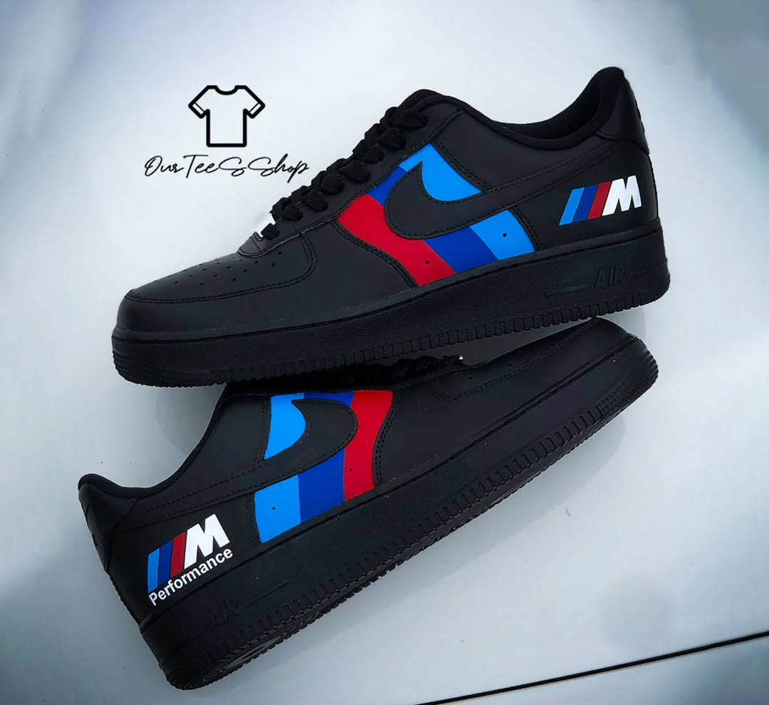 Custom BMW Black AF1 Sneakers, Hand Painted Personalized Shoes