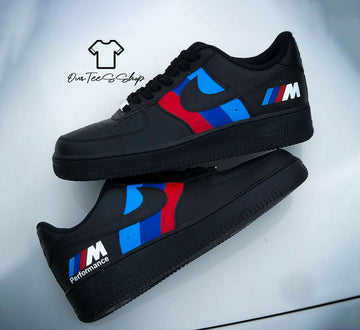 Custom BMW Black AF1 Sneakers, Hand Painted Personalized Shoes