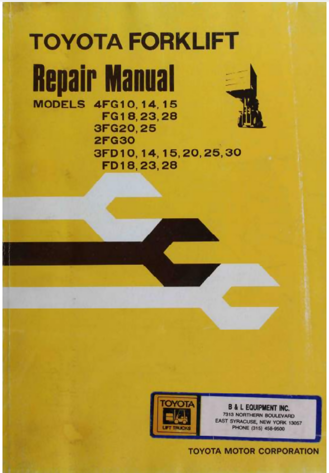 Toyota Forklift 4FG10 4FG14 4FG15 FG18 FG23 FG28 Workshop Service Repair Manual- on Lucasgift