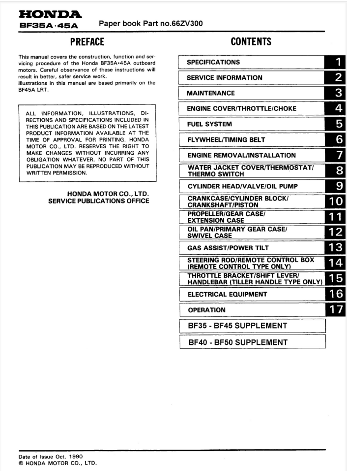 Honda Outboard BF35A-BF45A-BF40A-BF50A Service Repair Manual- on Lucasgift