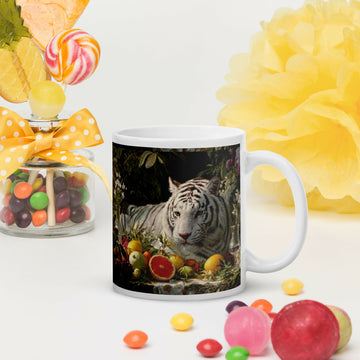 Garden Of Grace — White Tiger Among Blossoms- on Lucasgift