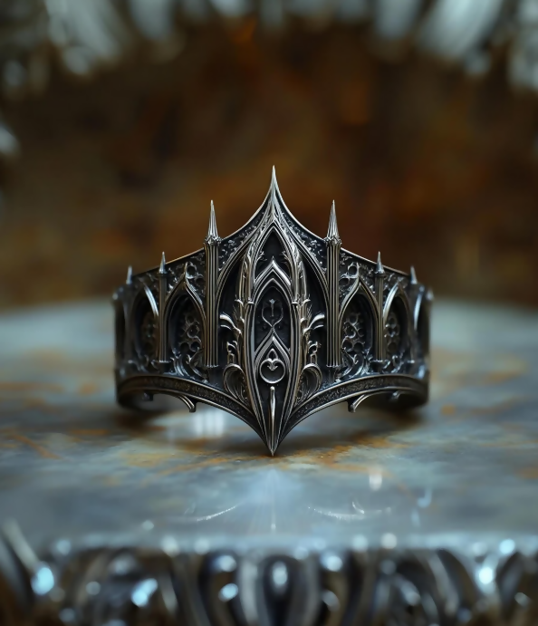Gothic Cathedral Crown Ring, Handmade Sterling Silver Band, Dark Statement Jewelry, Sculptural Spire Architecture, Fantasy Medieval Crown- on Lucasgift