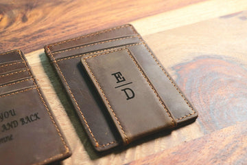 Front Pocket Slim Card Holder & Magnet Money Clip, Minimalist Leather Wallet With ID Window, Personalized Groomsman Favor, Promotional Gift- on Lucasgift