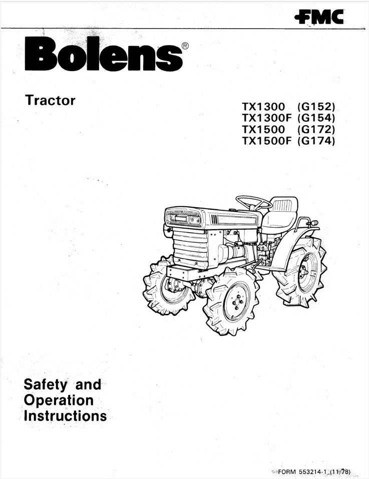 Tractor Owner Instructions Manual Bolens G152 G154 G172 G174 Tractos- on Lucasgift