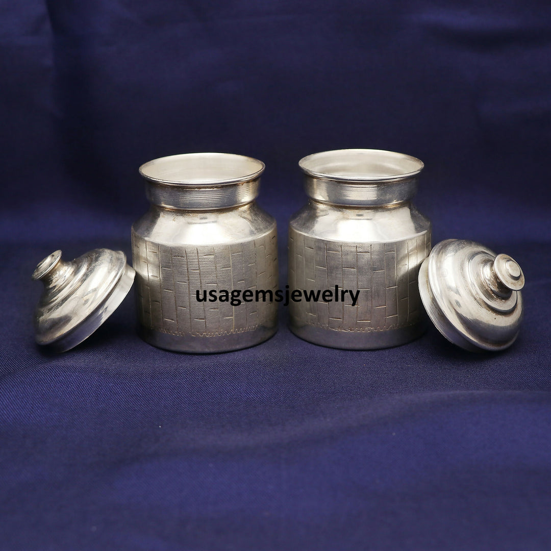 925 Sterling Silver Milk Oil Canister Antique Handmade Kitchen Decor Accent | Weight 57.8 Grams BJ1013- on Lucasgift