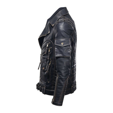 Men's Handmade Cobra Biker Leather Jacket – Premium Genuine Motorcycle Leather Jacket