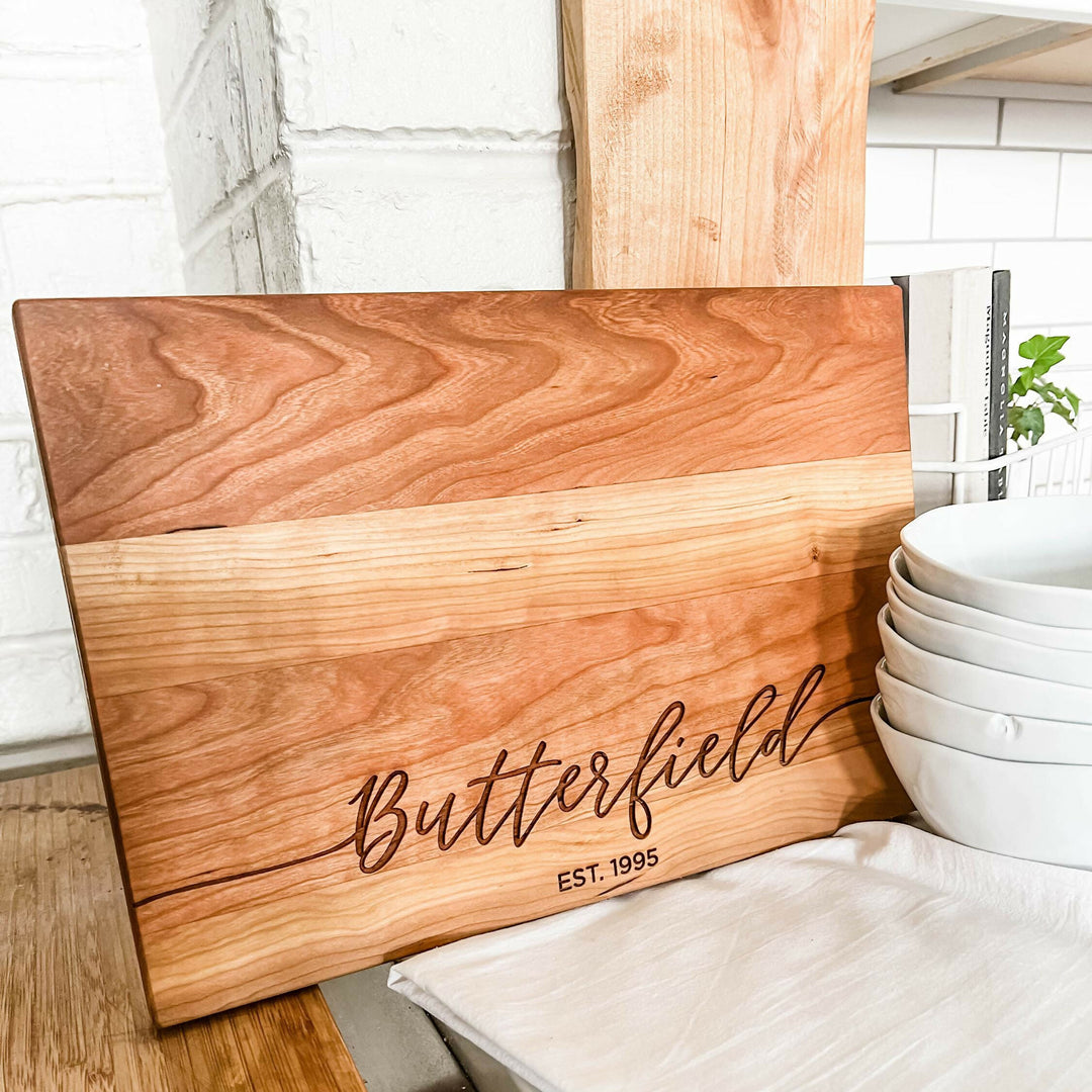 Personalized Cutting Board: Custom Wedding, Engagement, Bridal Shower, Housewarming Gift & Christmas Gift | Engraved Charcuterie Board- on Lucasgift