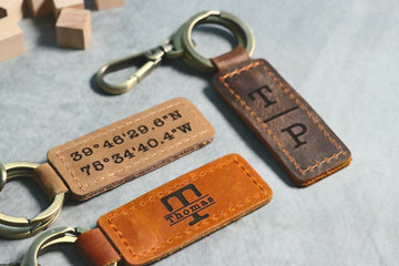 Personalized Leather Keychain, THOMAS KEYCHAIN, Personalized Coordinates Keychain, Where it All Began, 3 year Anniversary Gift. Mens gift, Mothers day gift-Lucasgift