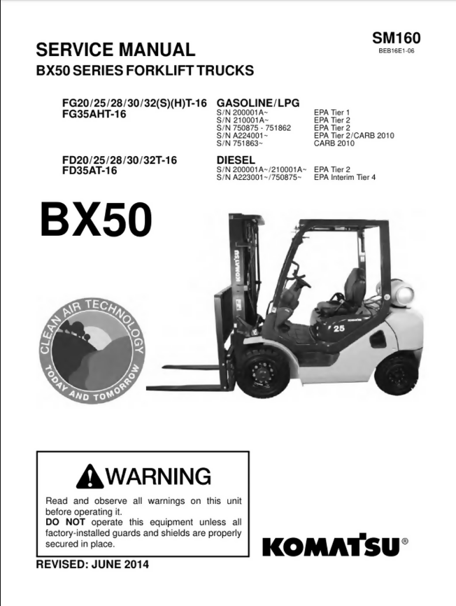 KOMATSU FG25ST-16 FORKLIFT SERVICE REPAIR SHOP MANUAL- on Lucasgift