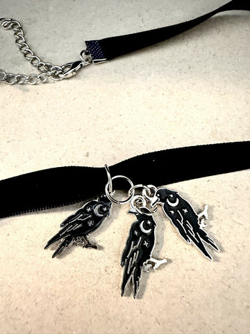 Black Velvet Raven Choker Necklace- on Lucasgift