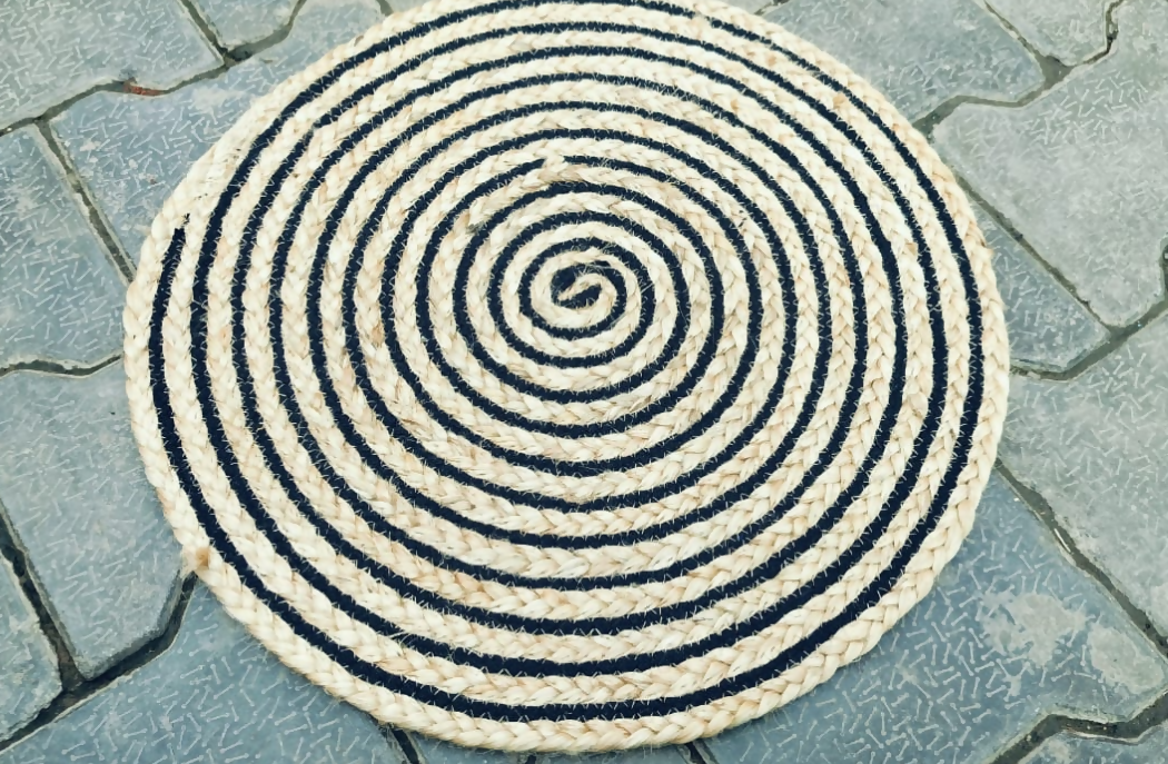 Sonia Artisan Collections | Handmade Spiral Round Jute Rug | Dual-Tone Natural Fiber | Cozy Boho Decor- on Lucasgift