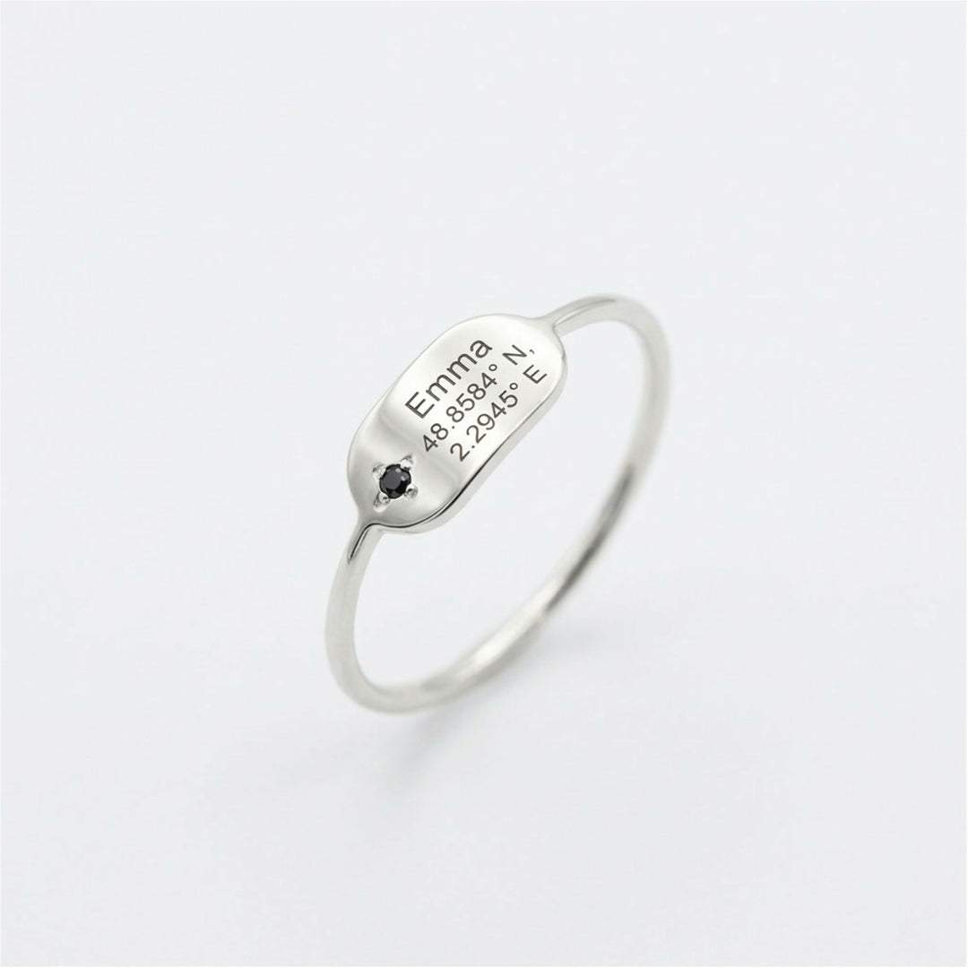 Personalized Engraved Ring – Custom Name, Coordinates or Any Text Jewelry- on Lucasgift