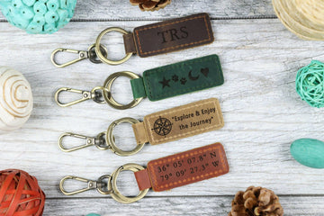 Set of 3 Customizable Leather Keychain , Real Leather, Same Day Shipping, Free Shipping US- on Lucasgift