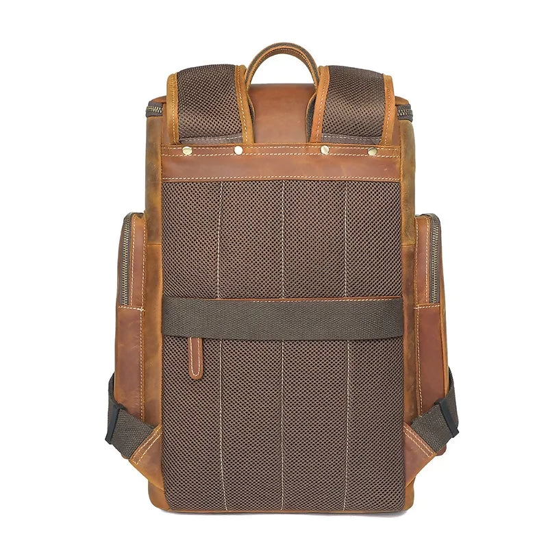 Premium Genuine Crazy Horse Leather Backpack Travel Mens- on Lucasgift