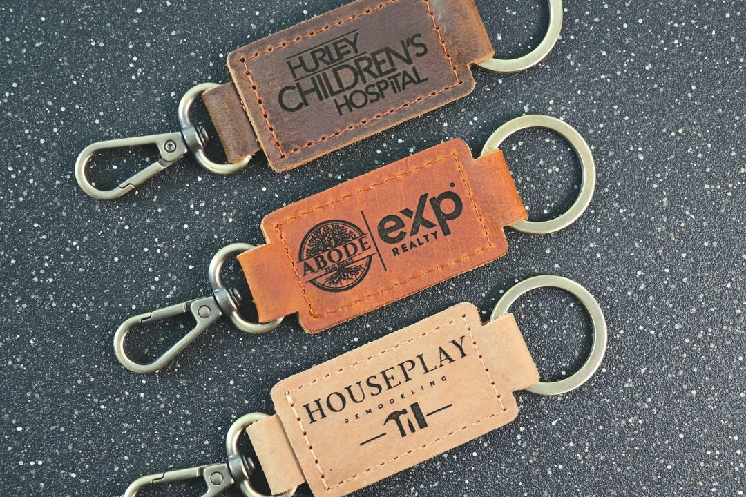 Business Logo Keychain, Custom Leather Keychain- on Lucasgift