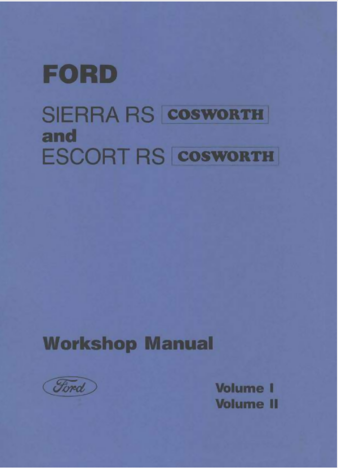 Ford Sierra RS Cosworth Escort RS Cosworth - Factory workshop manual- on Lucasgift