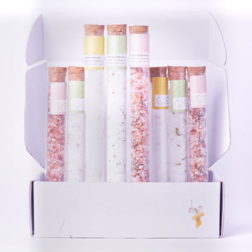 Natural Bath Salts Gift set in 8 Glass Tubes, Luxurious Bath Experience- on Lucasgift