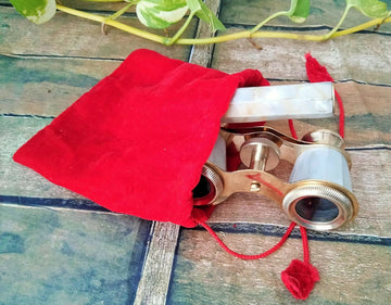 Brass Opera Binocular Telescope with Handle Velvet case Collectible Gift- on Lucasgift