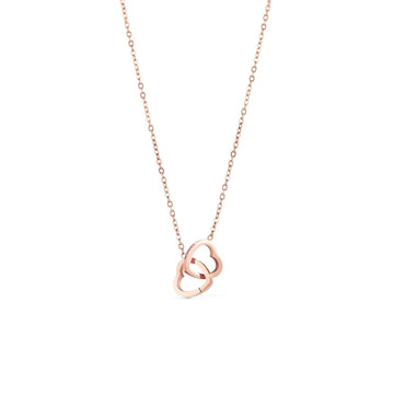 Custom Stainless Steel Double Heart Engraved Name Necklace for Valentine's Day Gift-Rose Gold- on Lucasgift