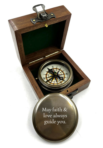 Personalized Antique Vintage Nautical Compass / Custom Engraving / With wood box Gift- on Lucasgift