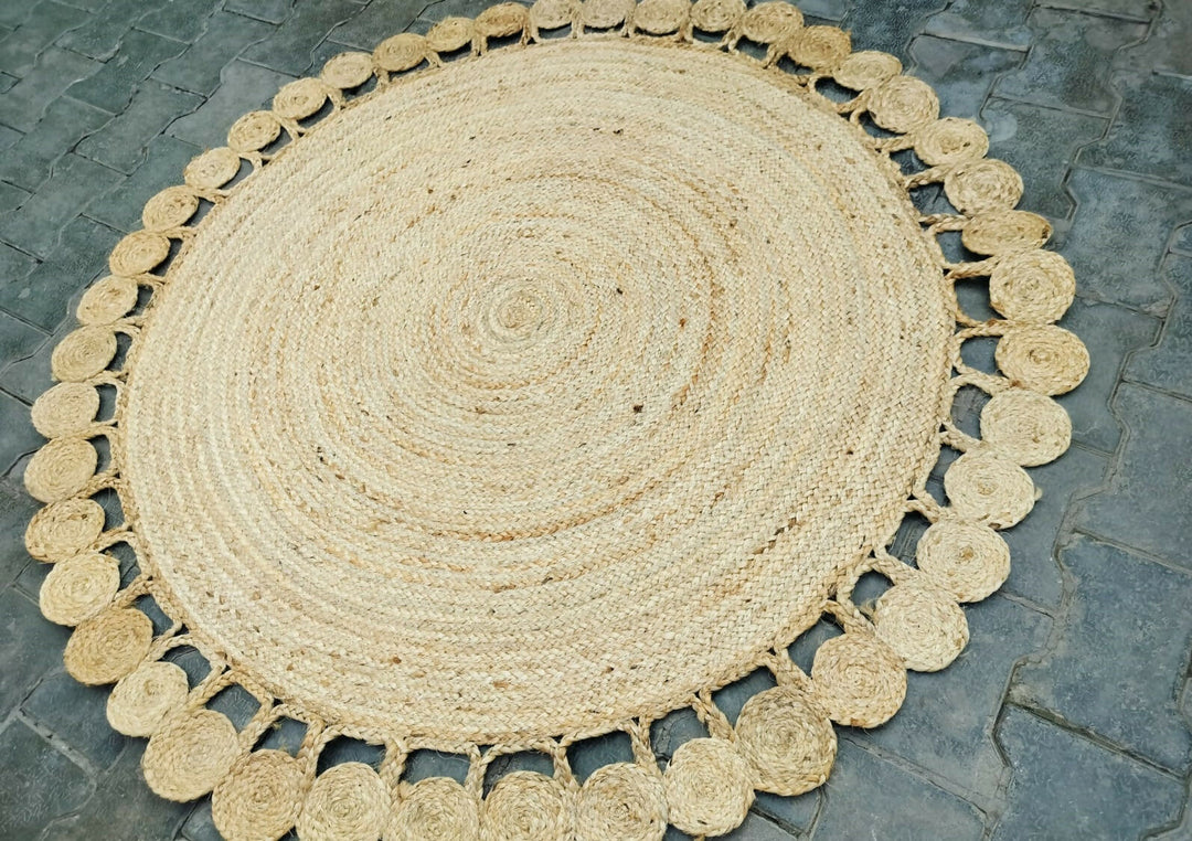 Sonia Artisan | Eco-Friendly Jute Rug | Unique Cutout Border | Living Room & Bedroom Decor- on Lucasgift