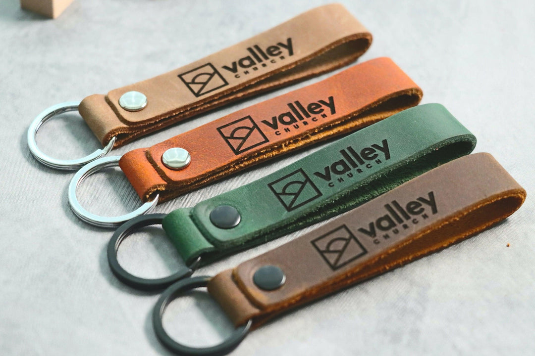 SLIM Business Logo Keychain, Custom Leather Keychain- on Lucasgift