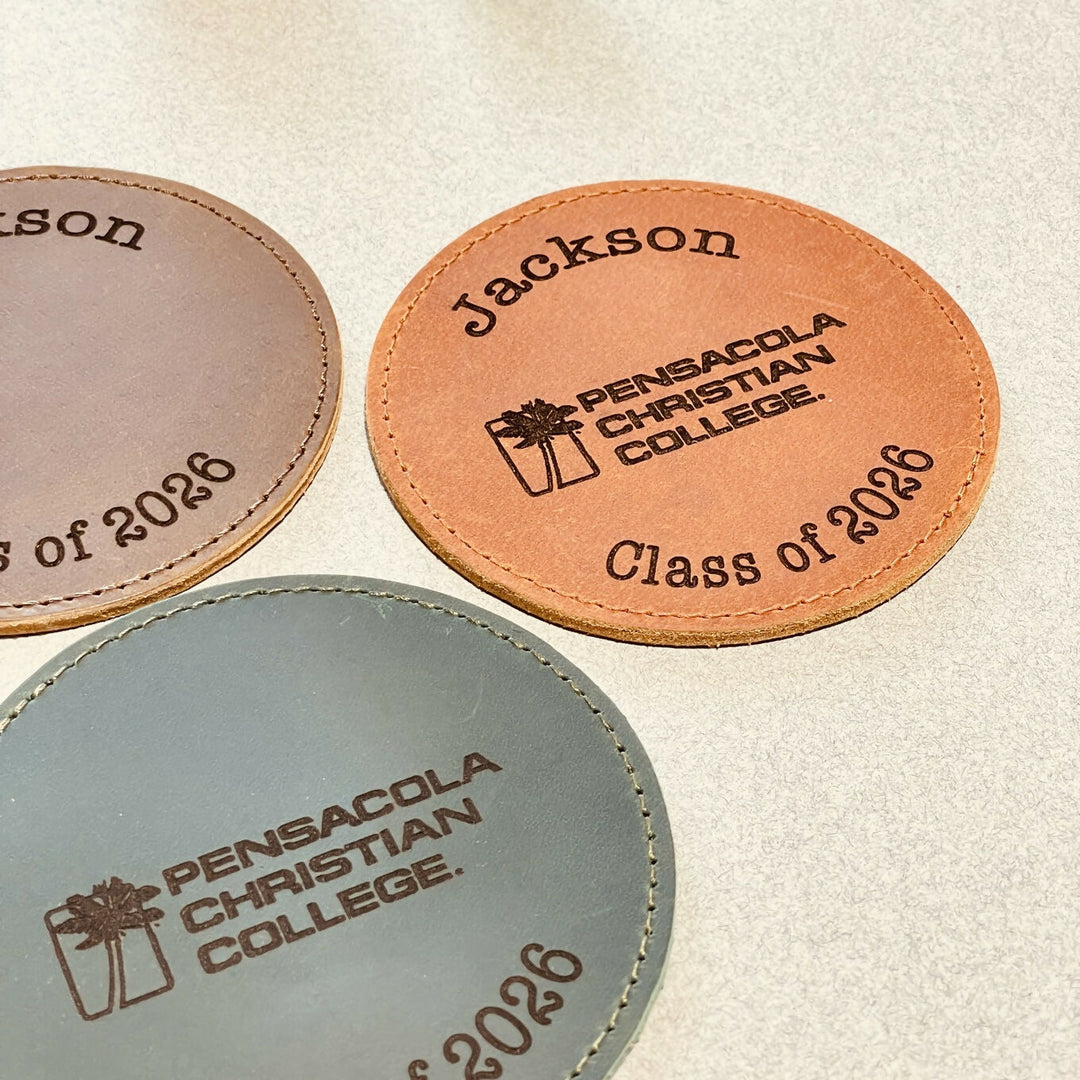 Set of 100 BULK COASTERS, Personalized LEATHER Coaster