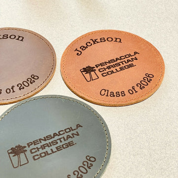 Set of 100 BULK COASTERS, Personalized LEATHER Coaster