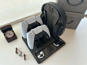 Personalized Wooden Headphones Holder and Controller Stand, Controller and Headset Stand- on Lucasgift