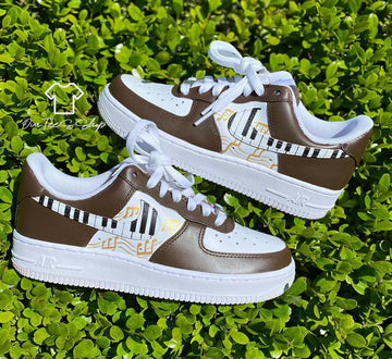 Custom Brown Note AF1 Sneakers, Hand Painted Personalized Shoes