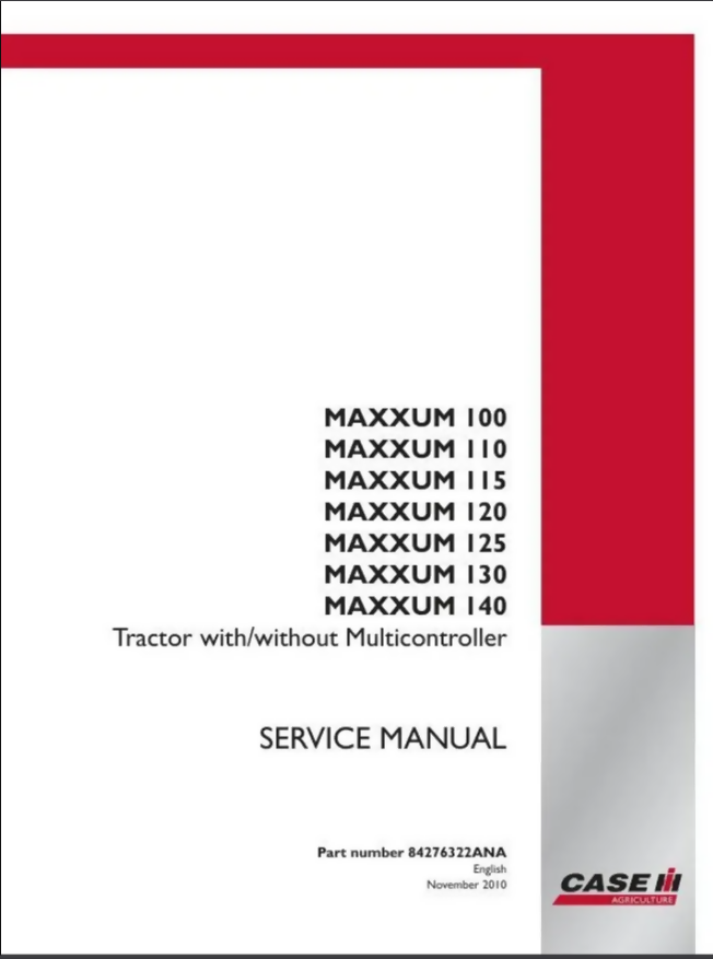 Case Maxxum 100, 110, 115, 120, 125, 130, 140 Tractor Service Manual Repair Shop- on Lucasgift
