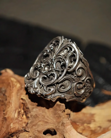Gothic Sigil Ring, Handmade Sterling Silver Band, Noir Canticle Dark Rune Statement Piece, Original Design Vintage Talisman, Luxury Art- on Lucasgift
