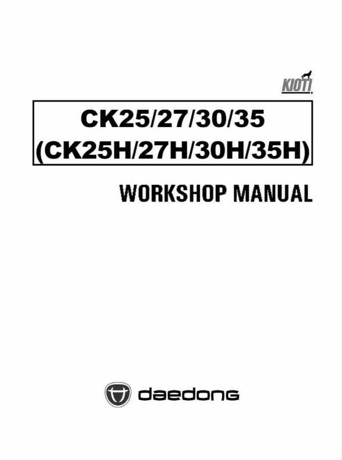 Kioti CK25 CK27 CK30 CK35 workshop manual
