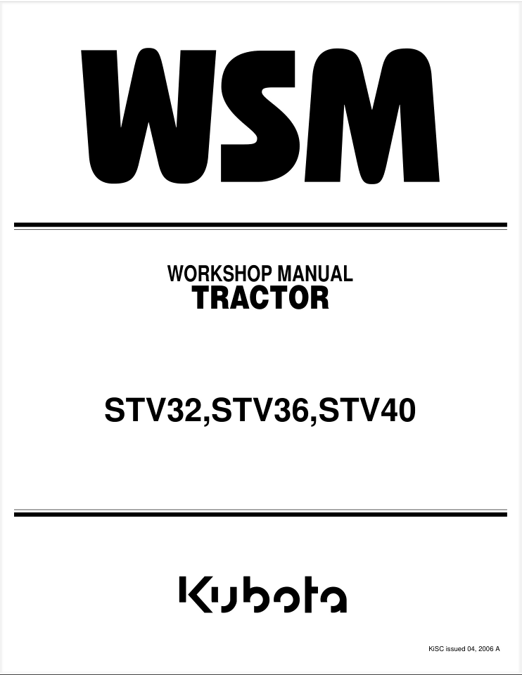 Kubota STV32, STV36 , STV40 traktore workshop manual- on Lucasgift