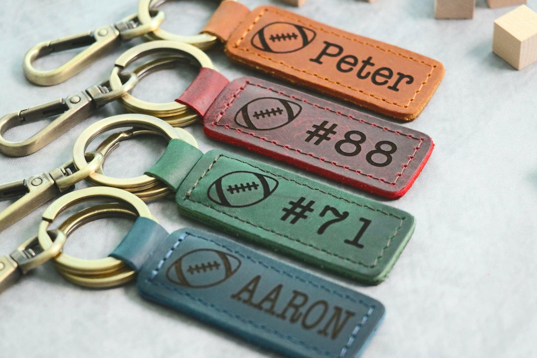 Football Keychain, Personalized Football Keychain, Football Lover Gift, Football Player Christmas Gift- on Lucasgift